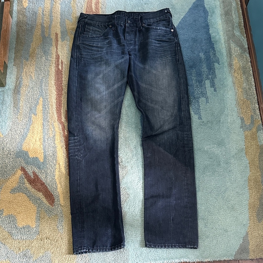 Express Men's Dark Blue Rocco Slim Straight Jeans